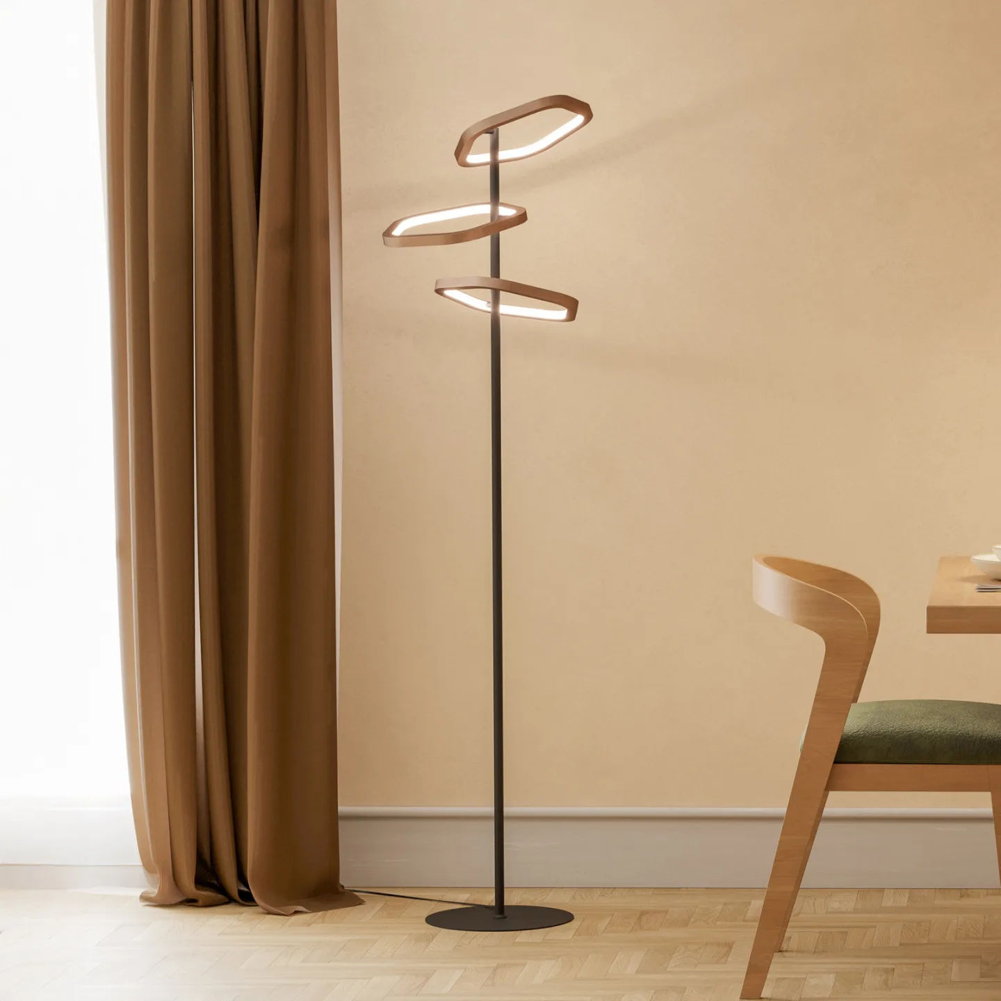 Estrella LED-Stehlampe bronze/schwarz 160cm - Stars of Light - Wohnzimmer - Modern - Metall - Mehrflammig