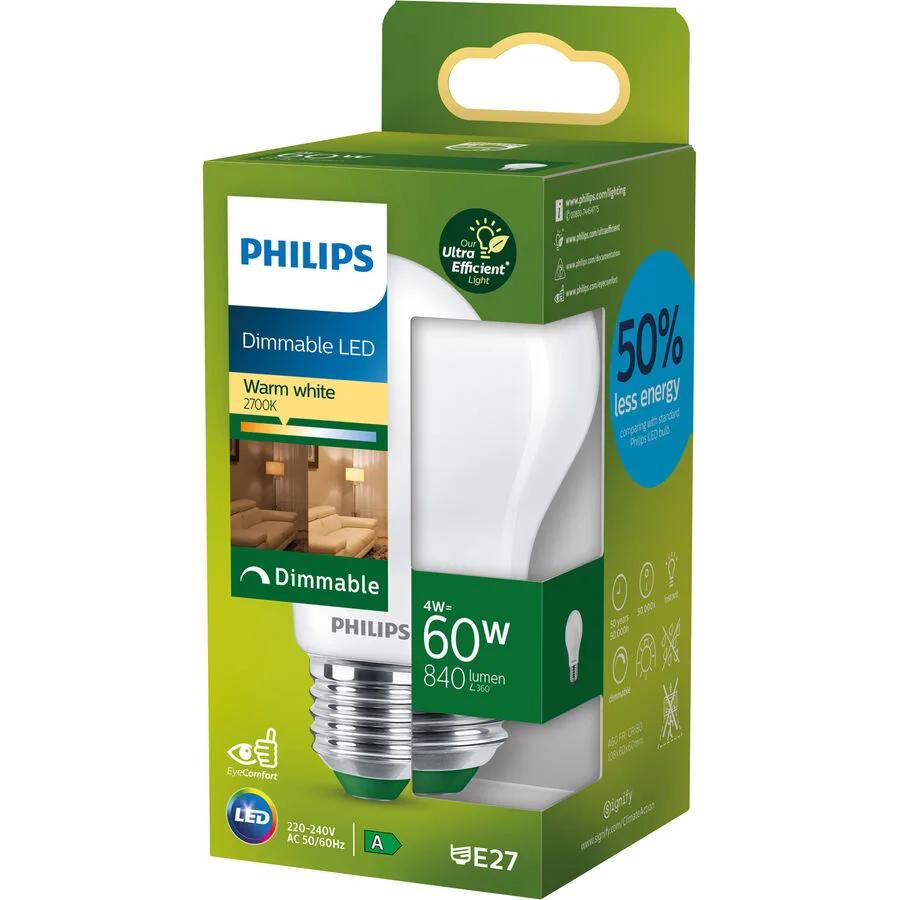 Leuchtmittel Philips Kunststoff E27 4 W - Farbe: Weiss matt - LED - Lichtfarbe: Extra warmweiss