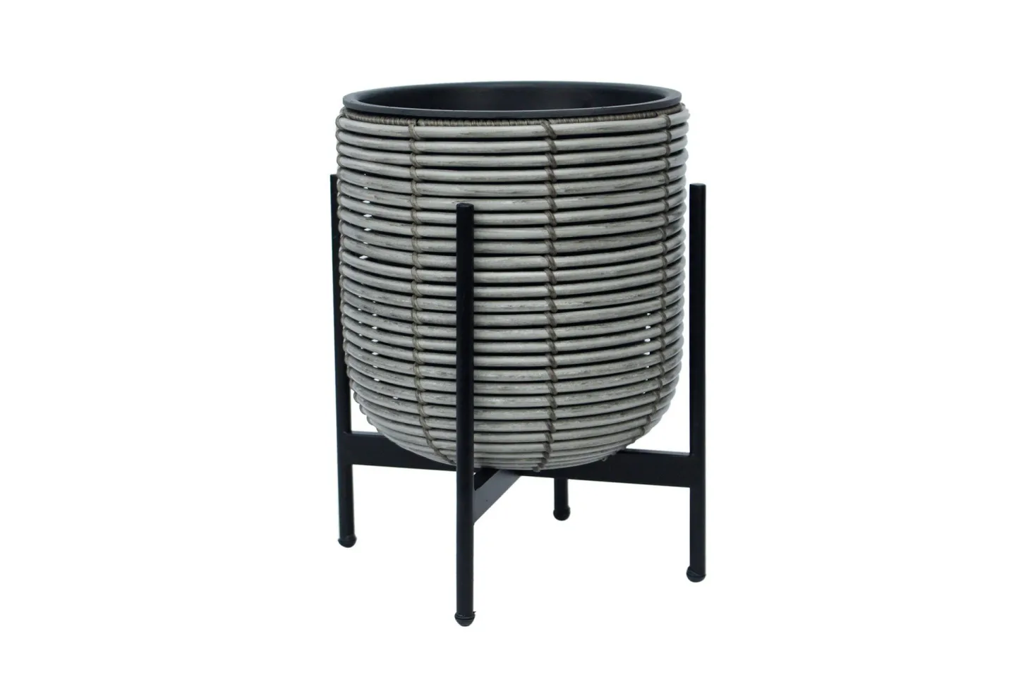 Wicker Blomkruka på stativ 30x30xH38 cm Grå -
