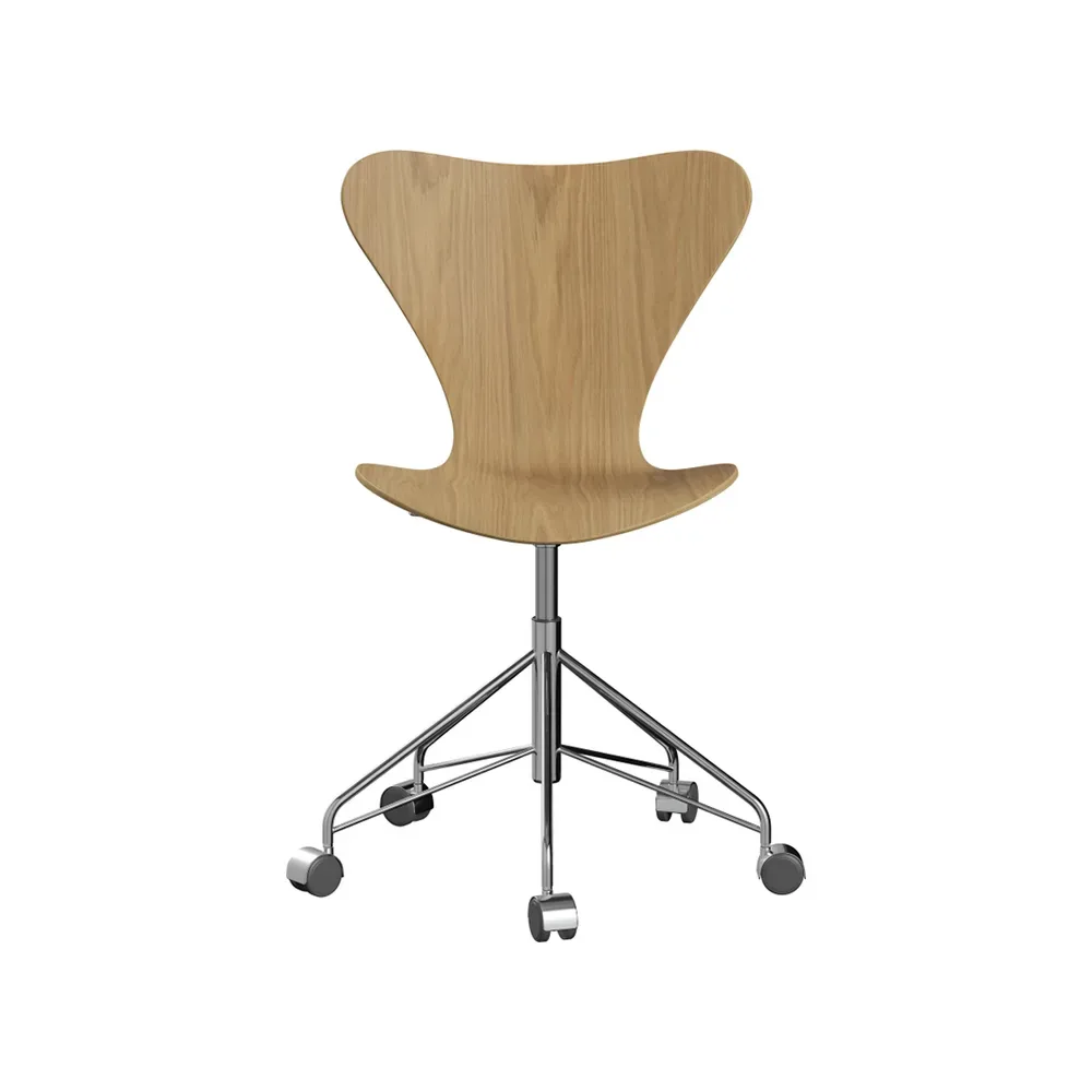 Fritz Hansen Sjuan 3117 kontorsstol hårda hjul Lacquered oak-chrome