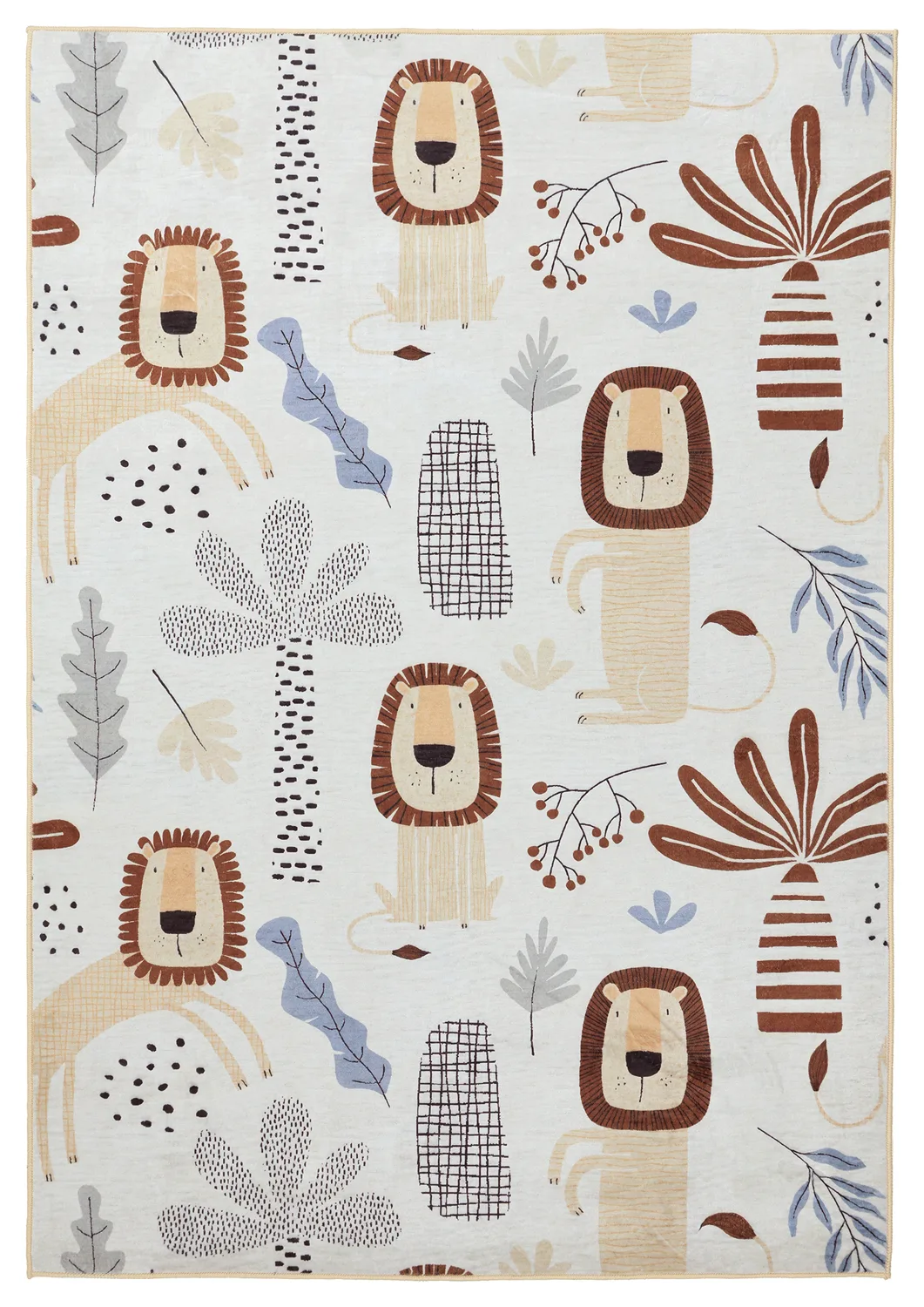 Barneteppe - Lion Friends (beige) (Størrelse: 120 x 170 cm)