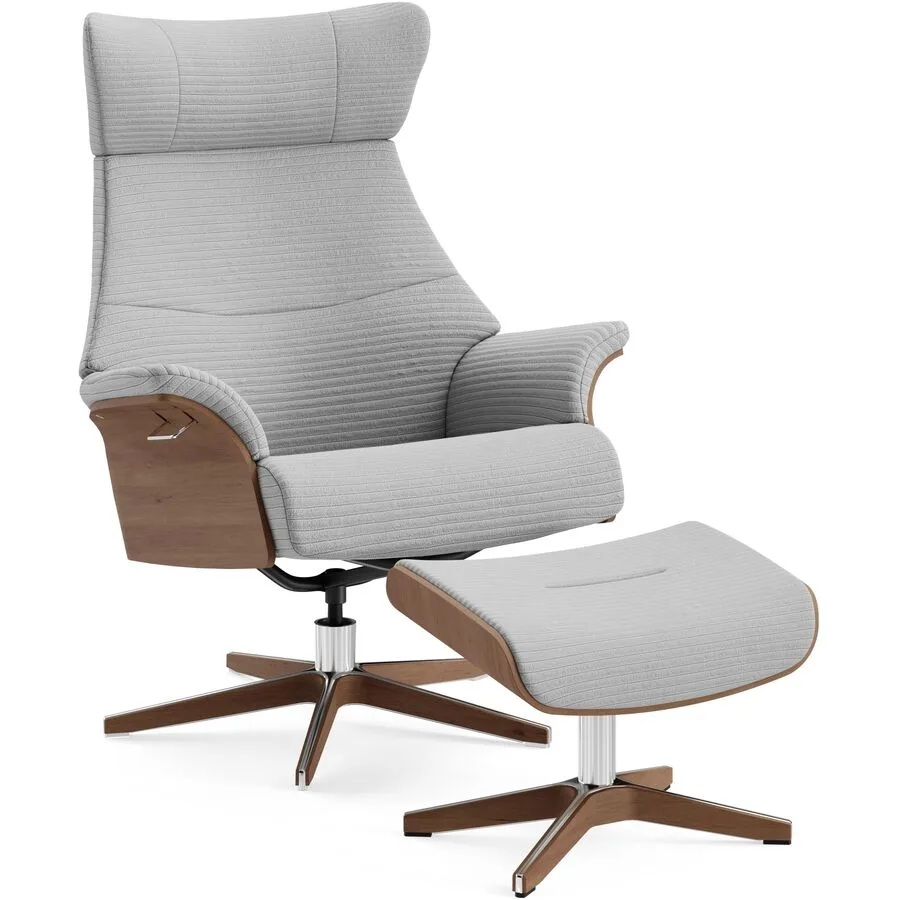 Conform Sessel Airness Grau/Braun/Silber Stoff/Holz/Aluminium 182 cm 163 cm - Farbe: Grau, Natur, Silber - Material: Stoff, Walnuss, Aluminium - Möbel