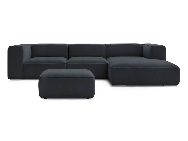 Ecksofa mit Hocker BOBOCHIC ZEPHYR Stoff mit Textur dunkelblau