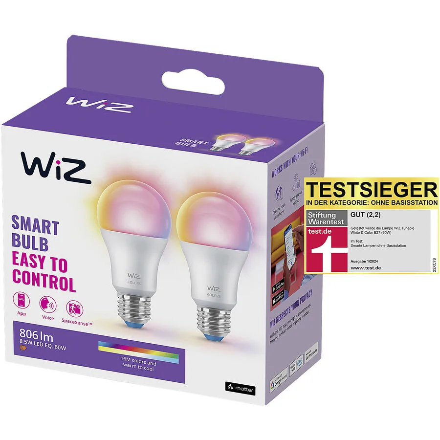 Leuchtmittel WiZ Kunststoff E27 8.5 W - Farbe: weiss - Material: Plastik - LED - Lichtfarbe: Neutralweiss - LED Leuchtmittel