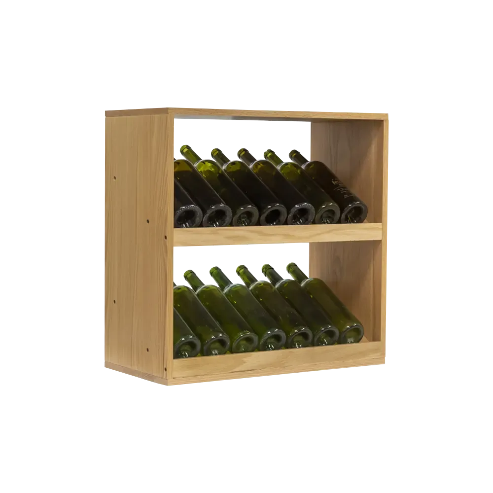 Weinregal aus Holz, 2 Ausstellungsregale, 60x60x30 cm mQuvée, amerikanische Roteiche