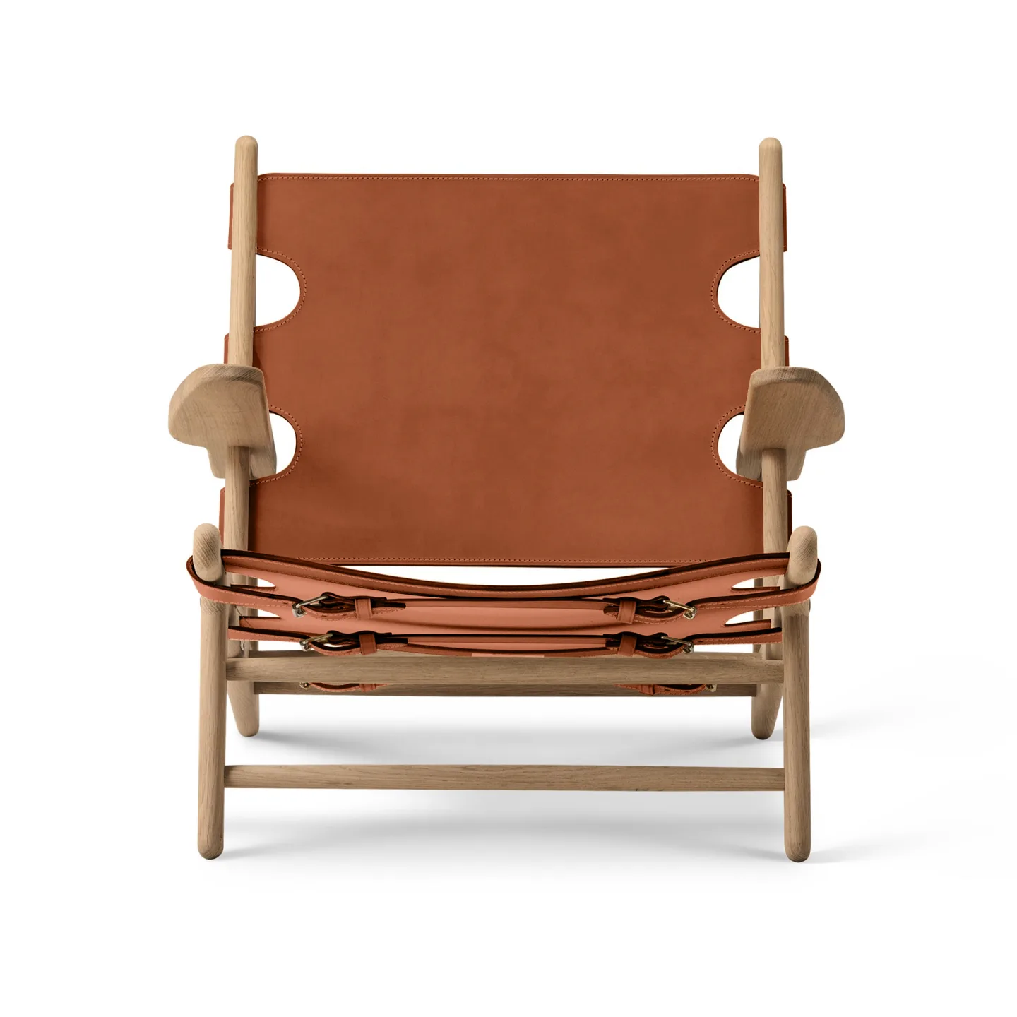 Fredericia Furniture - The Hunting Chair Oak oiled / Cognac leather - Fåtöljer - Børge Mogensen - Brun - Läder/Trä