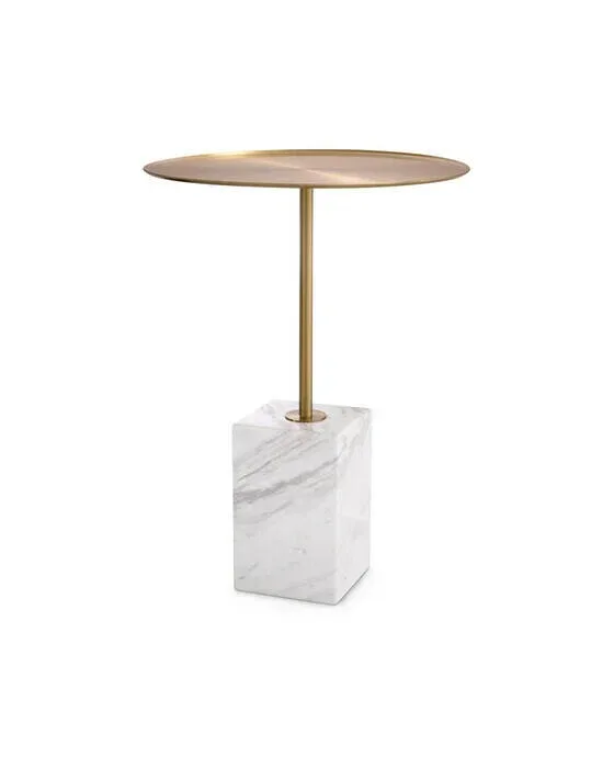 Cole Side Table brass/white