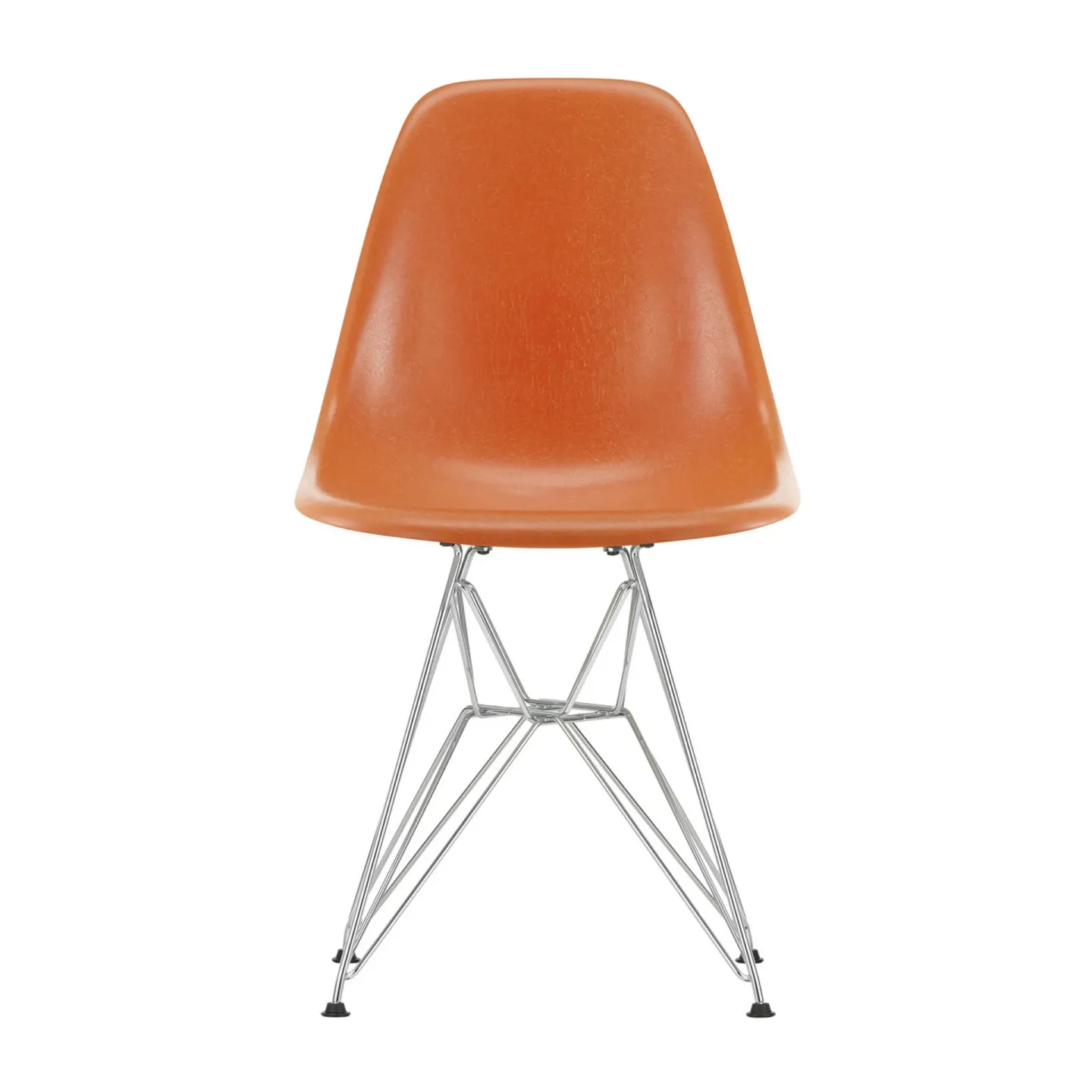 Vitra Eames Fiberglass Side Chair DSR stol Red orange-Chrome