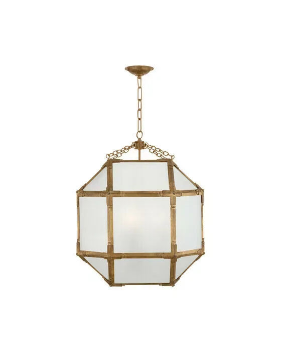 Morris Lantern Gilded Iron/Frosted Glass Medium