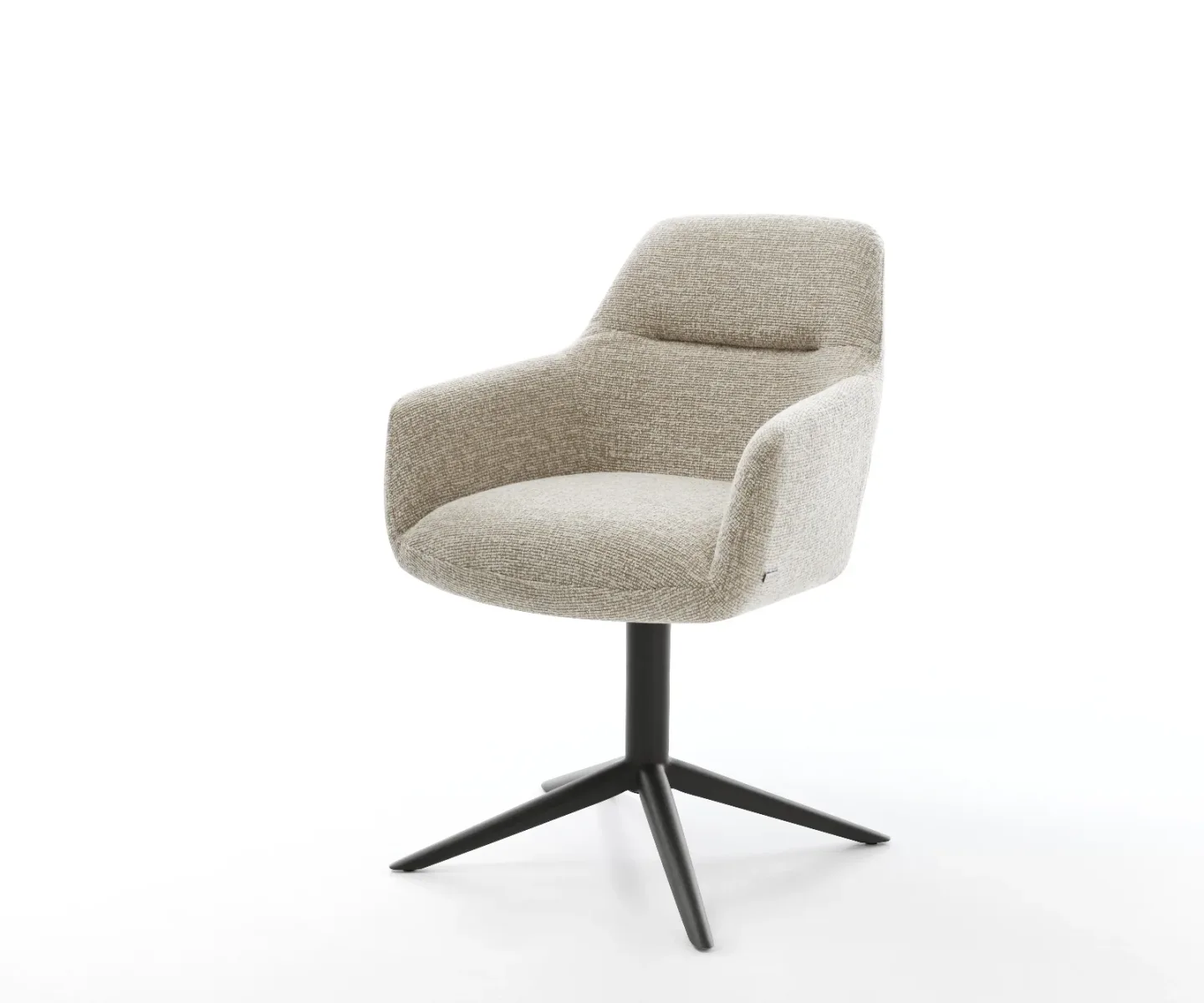 Drehstuhl Pejo-Flex Webstoff Soft Beige Fußkreuz Schwarz 360° drehbar Wippfunktion Taschenfederkern