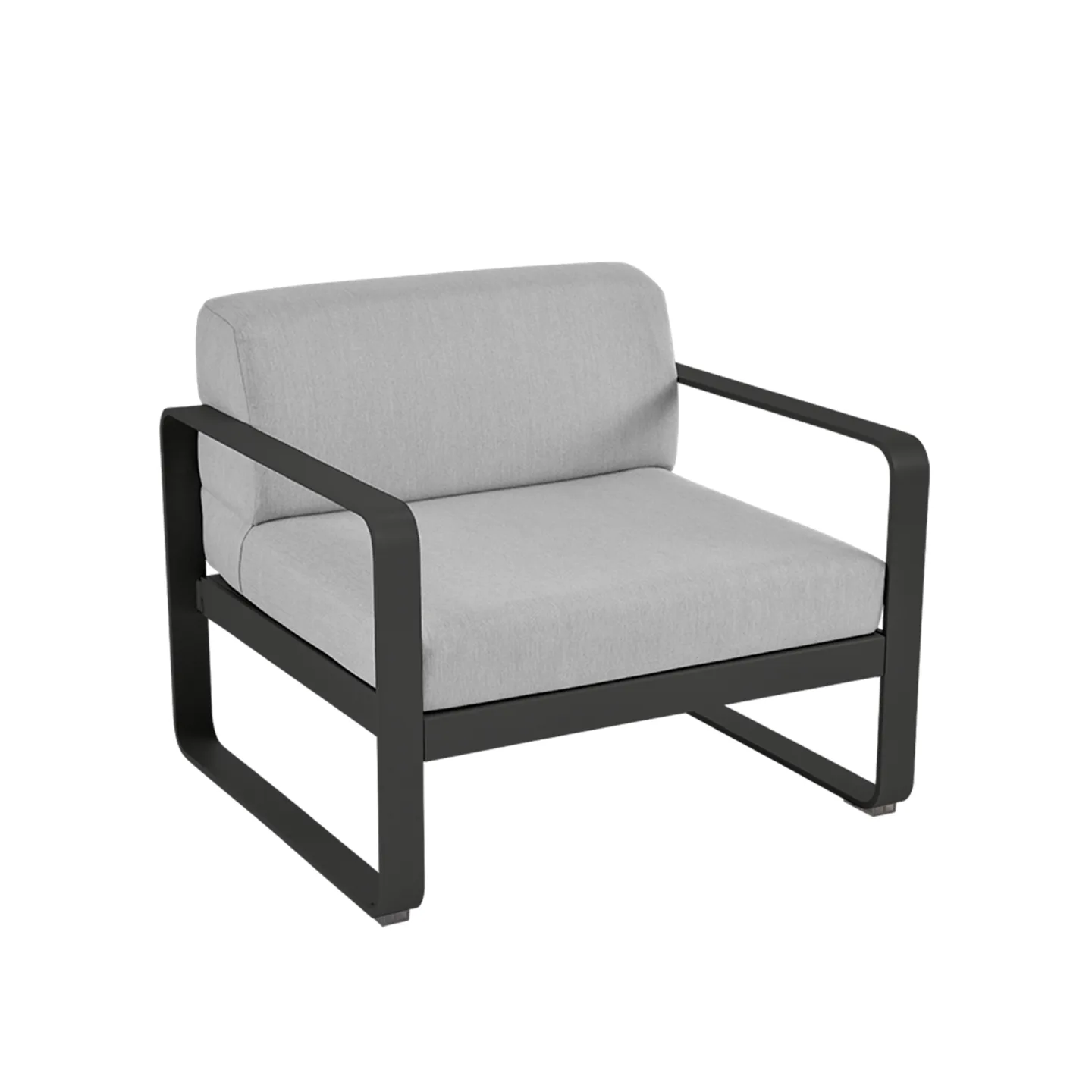 Fermob - Bellevie Armchair Flannel Grey Cushions, Liquorice - Fåtöljer utomhus - Pagnon & Pelhaître - Svart - Metall/Plast