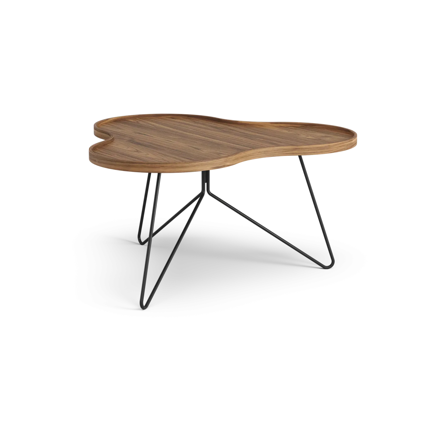 Swedese Flower mono Tisch Special Edition 84x90 cm H45 cm-lackiertes Walnuss-schwarz lackierter Stahl