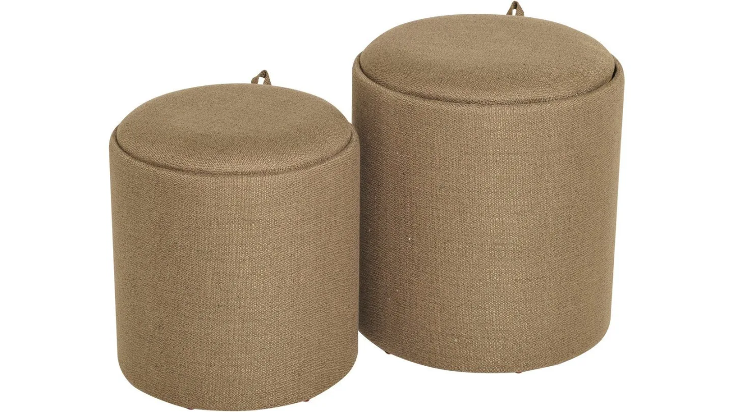 Velmira Puff 2 delar 39 cm Rund - Mörkbeige