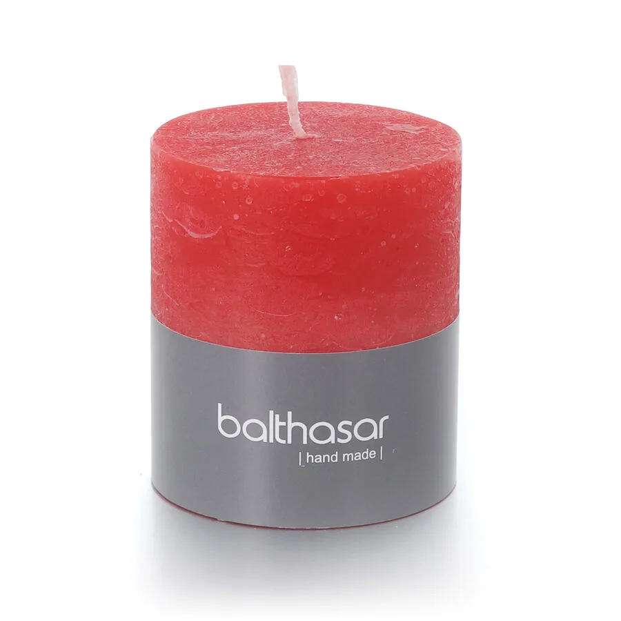 Balthasar Kerze Rustico rot H8 cm D7 cm, Brenndauer 35h - Material: Wachs