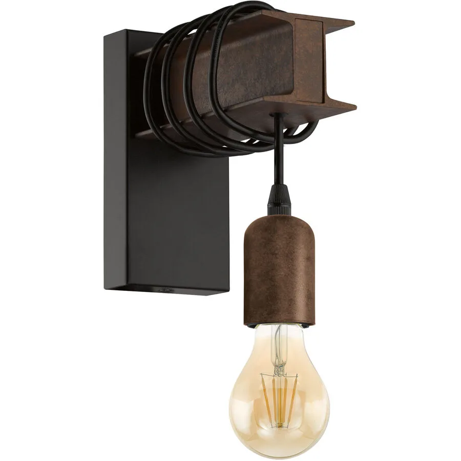 Eglo Wandlampe Townshend 4 Braun/Schwarz Stahl 19 cm