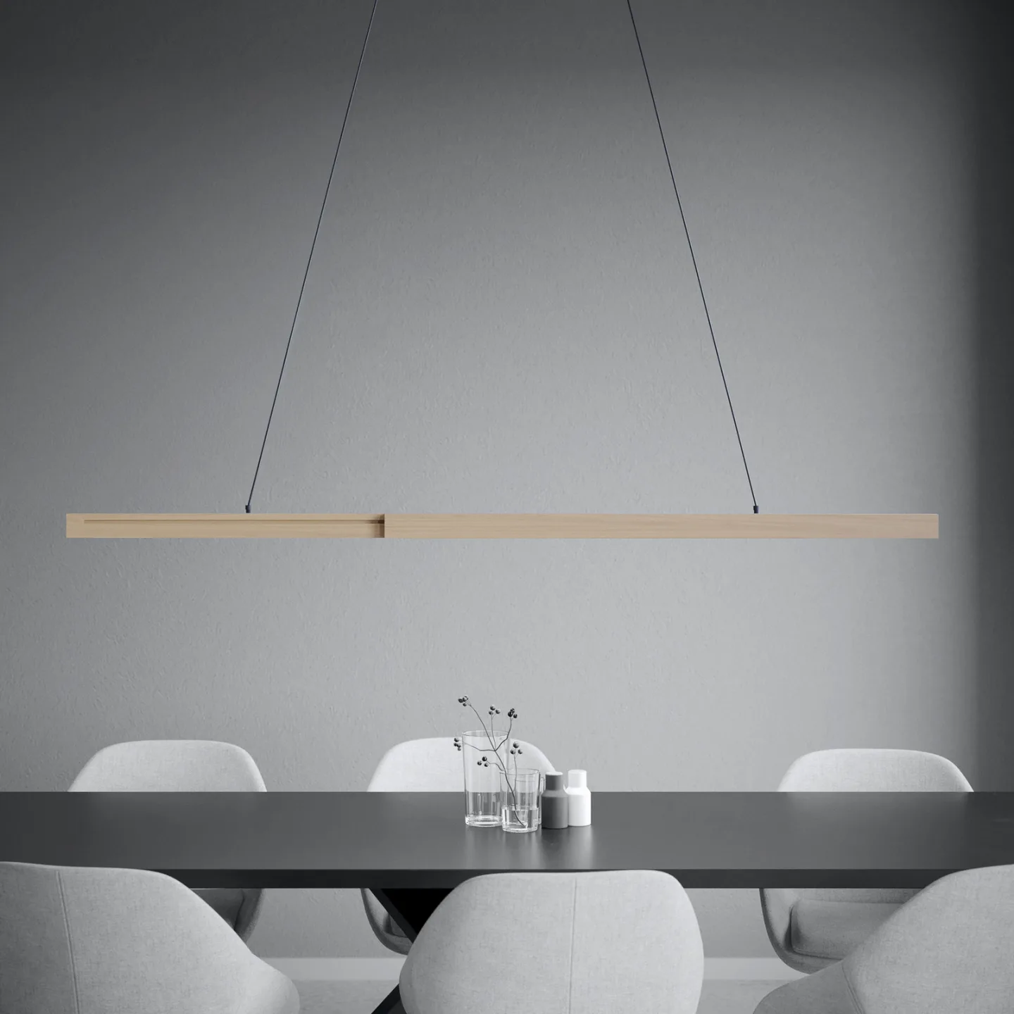 Montebuono LED-hængelampe, træ, 180 cm, dæmpbar – Stars of Light Mogetonello - Stue - Moderne - Aluminium - Med én lyskilde