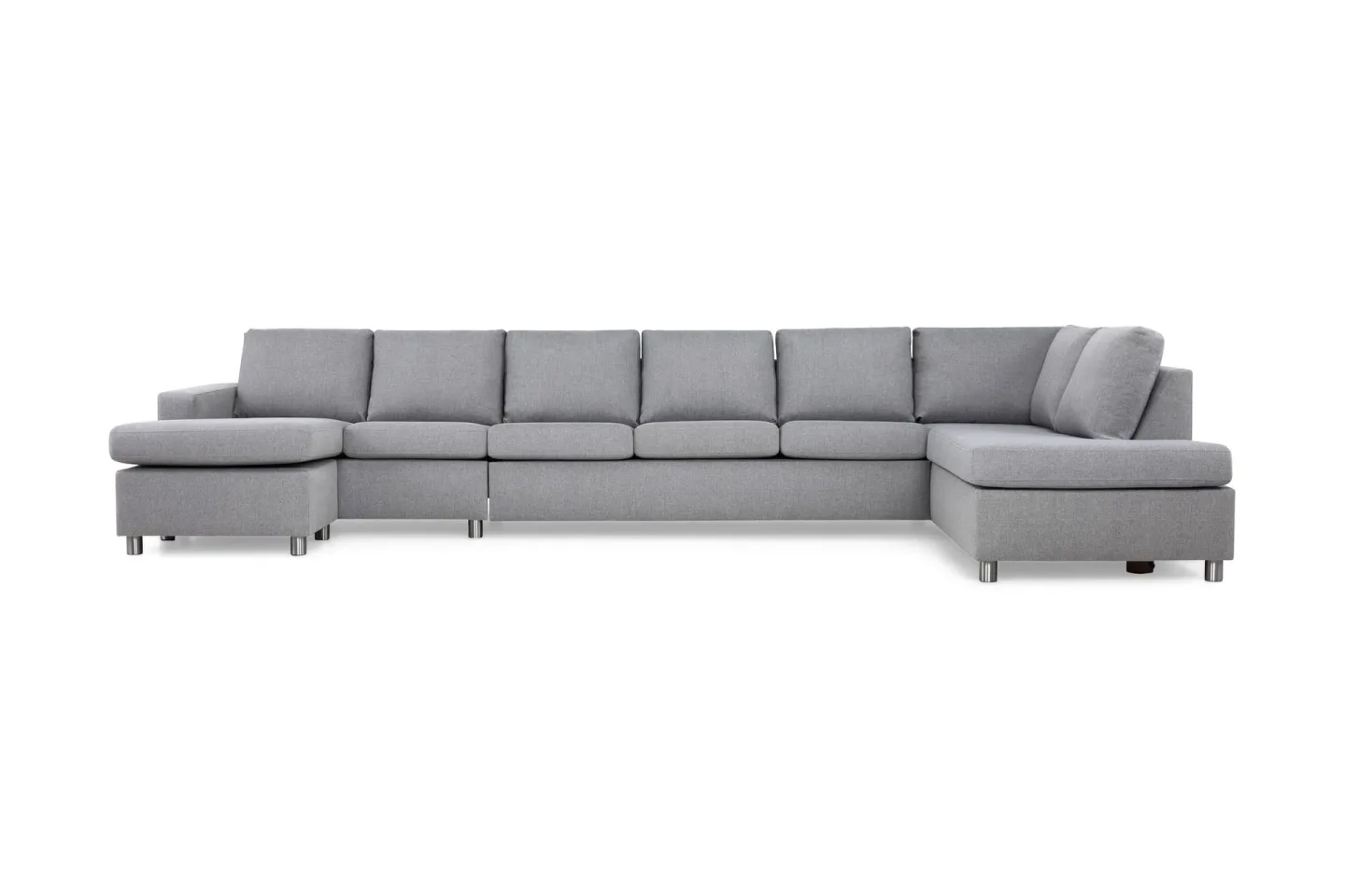 Crazy 6-sits Högervänd U-formad XX-Large Soffa med Divan och Schäslong i Tyg - Grå