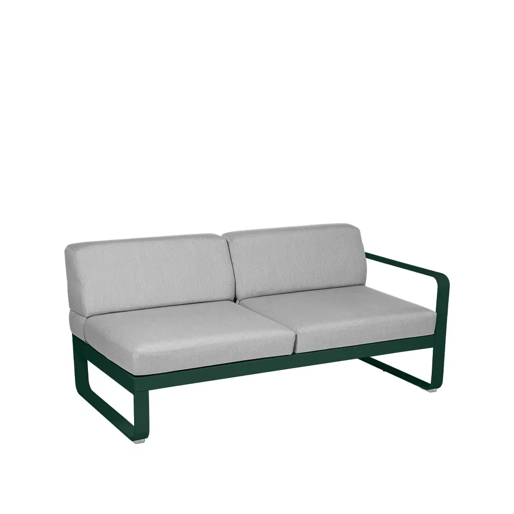 Fermob Bellevie Right modulsoffa 2-sits Cedar green (grön), flannel grey dyna