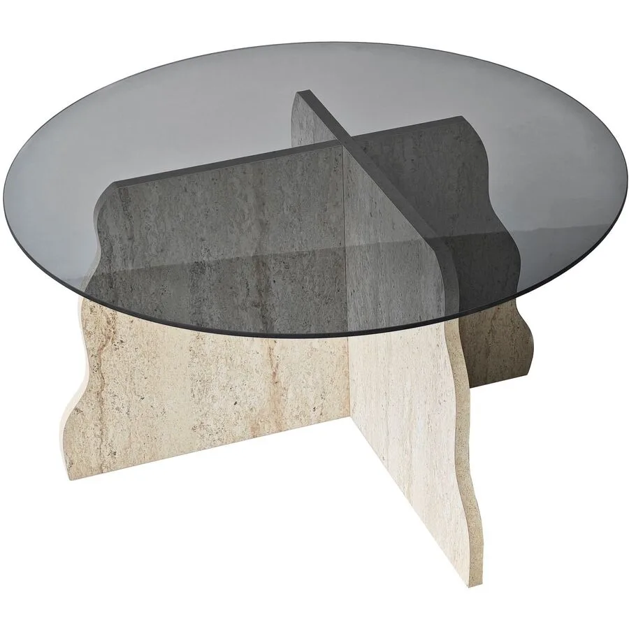 Salontisch Georis Travertin, Rauch 100% Hartglas/Holzwerkstoff B 75 T 75 cm