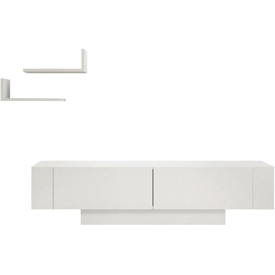 TV-Möbel Yasam weiss Melaminbeschichtete Spanplatte B 150 cm 20 kg