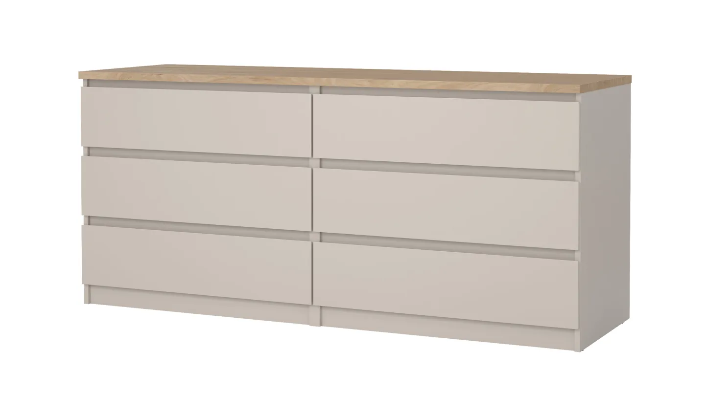 Kommode 6 Schubladen Beige-Kaschmir Jackson Hickory 154 cm - NAIA