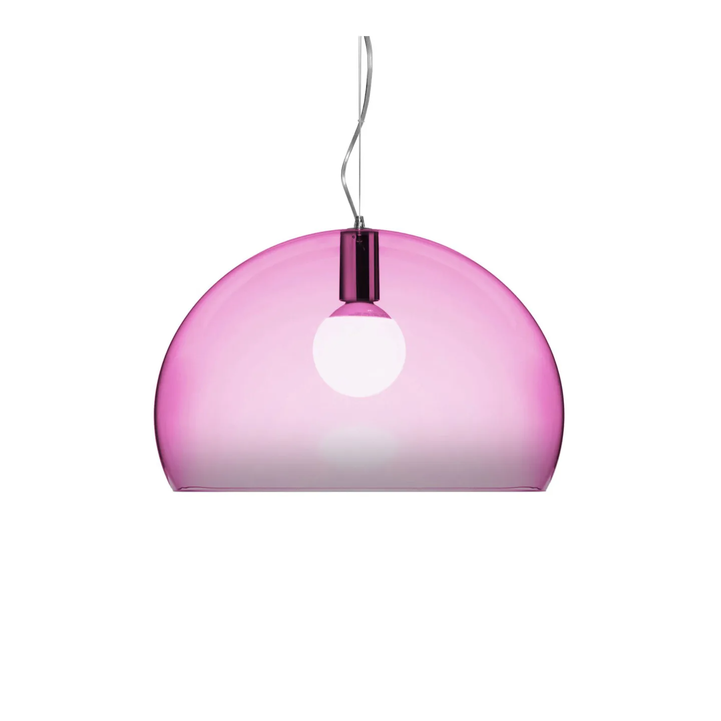 Kartell - FL/Y Suspension 9030, Transparent Pink, Incl. LED 15W E27 - Pendellampor - Ferruccio Laviani - Rosa,Transparent