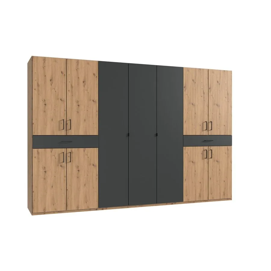 Kleiderschrank Tiby graphit/Eiche Nachbildung Holzwerkstoff B 313 cm