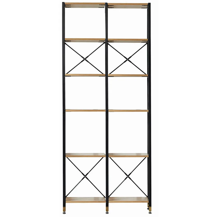 Regal Tim natur, schwarz MDF, Metall B 87.5 H 210 cm