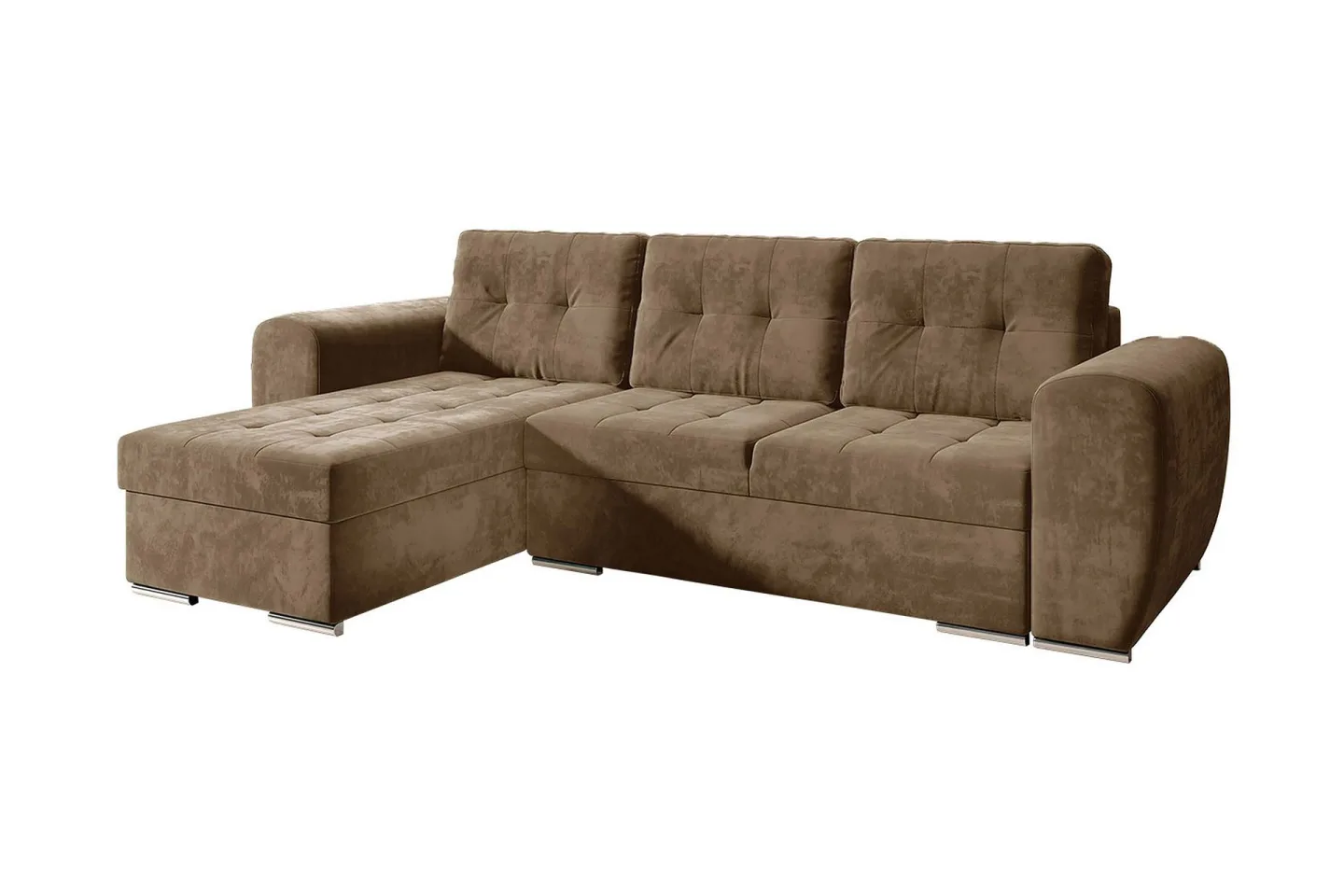 Bäddsoffa med divan - Brun