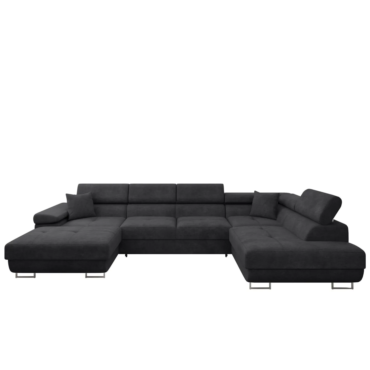 Gabina 5-sits U-formad bäddsoffa med divan och schäslong - svart
