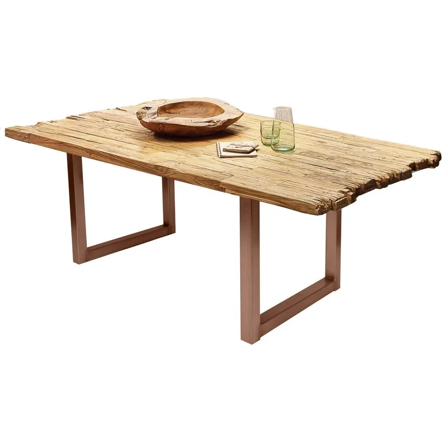 Esstisch Gordon natur Recyceltes Teak massiv Massivholz B 220 T 100 cm