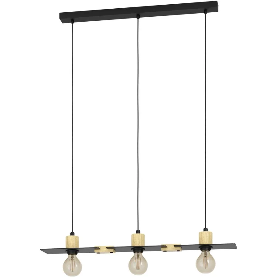 Eglo Pendellampe Bramerton Braun/Schwarz Stahl/Holz 12 cm 110 cm - Material: Holz/Stahl