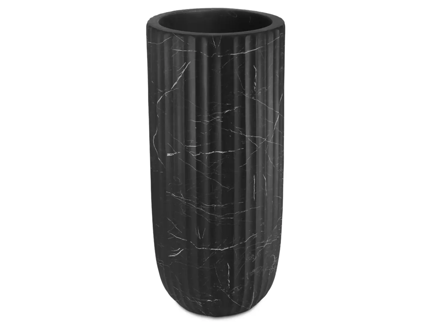 Abhika Vase Venus Marmoriert Matt Schwarz H: 90 cm | Schubiger Möbel