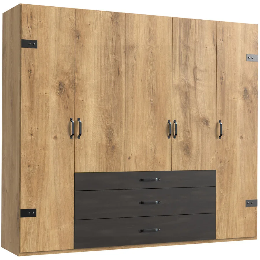 Kleiderschrank Demian Eiche Dekor Holzwerkstoff B 250 cm