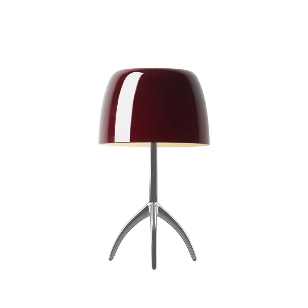 Foscarini Lumiere Piccola dimmbare Tischleuchte Kirschrot Schirm-Aluminiumfuß