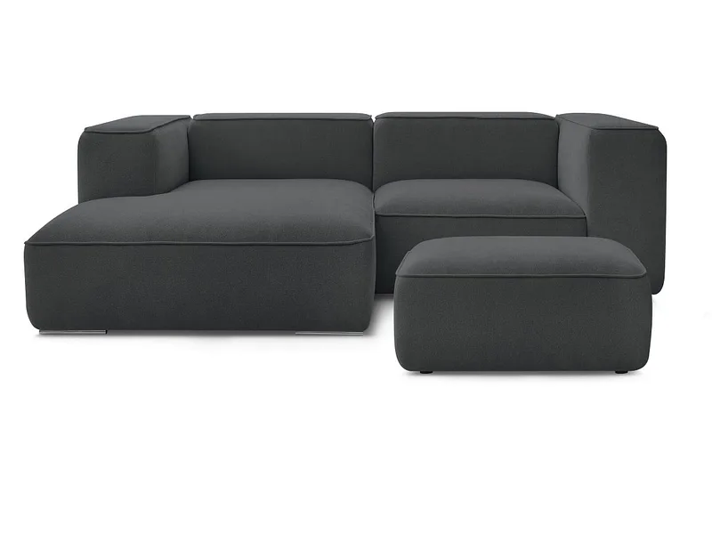 Ecksofa mit Hocker BOBOCHIC ZEPHYR Stoff mit Textur dunkelgrau