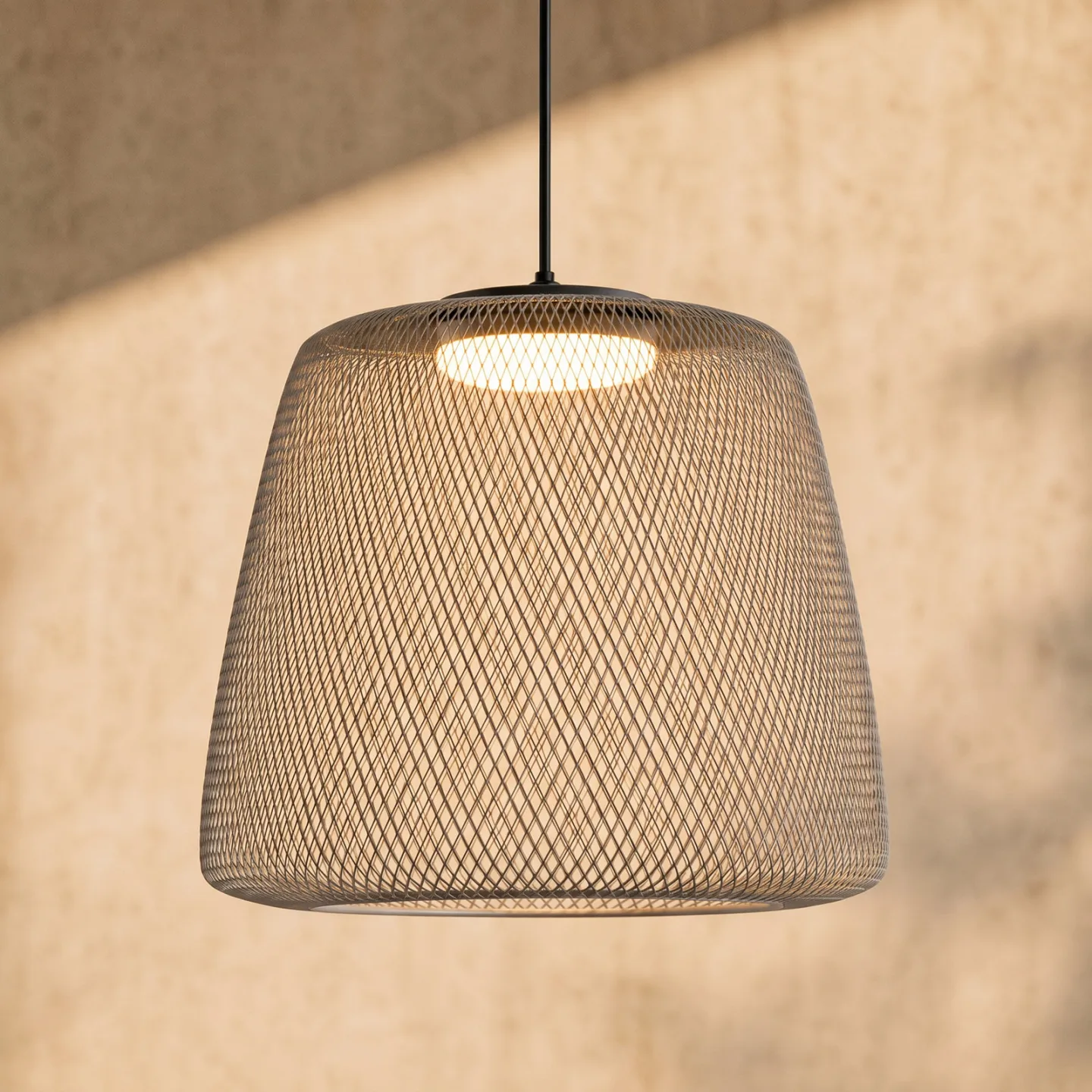 Korvyn LED-Außenhängeleuchte, steingrau, Ø 50cm, step-dim - Lucande - Design - Metall - Einflammig