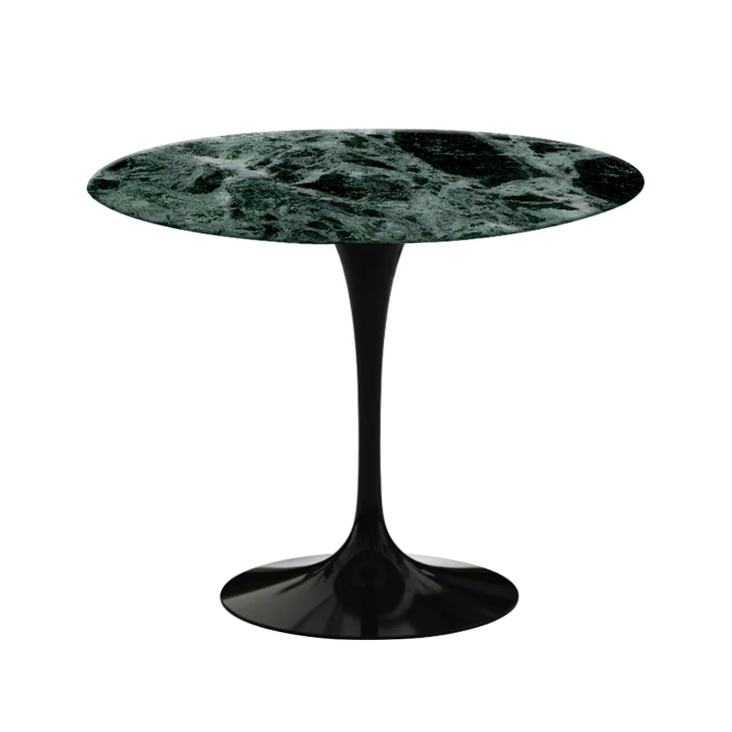 Knoll - Saarinen Round Table - Matbord, Ø 91 cm, Svart underrede, skiva i matt grön Alpi marmor - Matbord - Eero Saarinen - Grön - Metall/Sten
