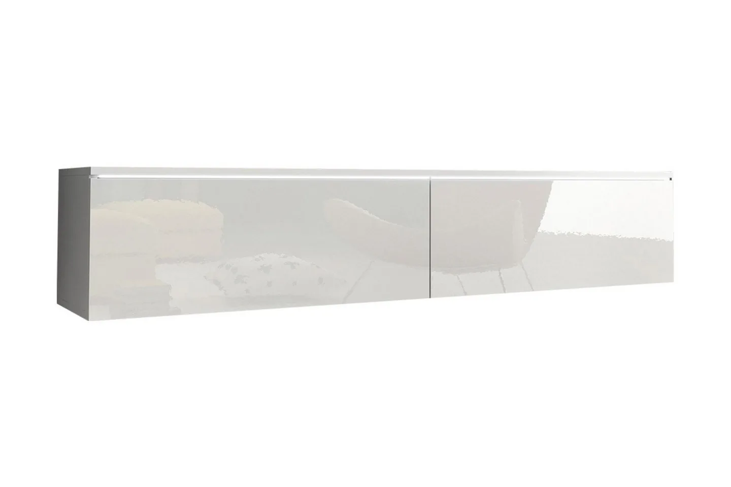 Cuguen TV-bänk 140 cm LED-belysning - Vit/Vit LED