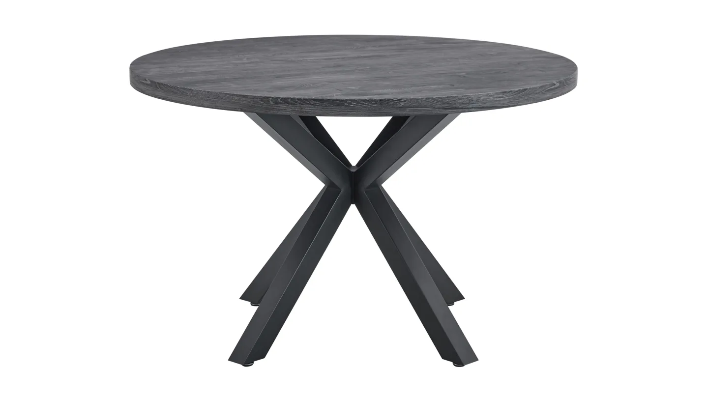 Esstisch rund 120 cm Akazie grau - schwarz - DAMIRA