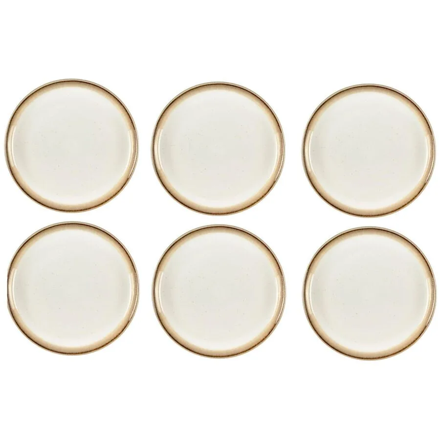 Teller-Set BITZ Grau/Crème Steinzeug D 17 cm 6 Stk