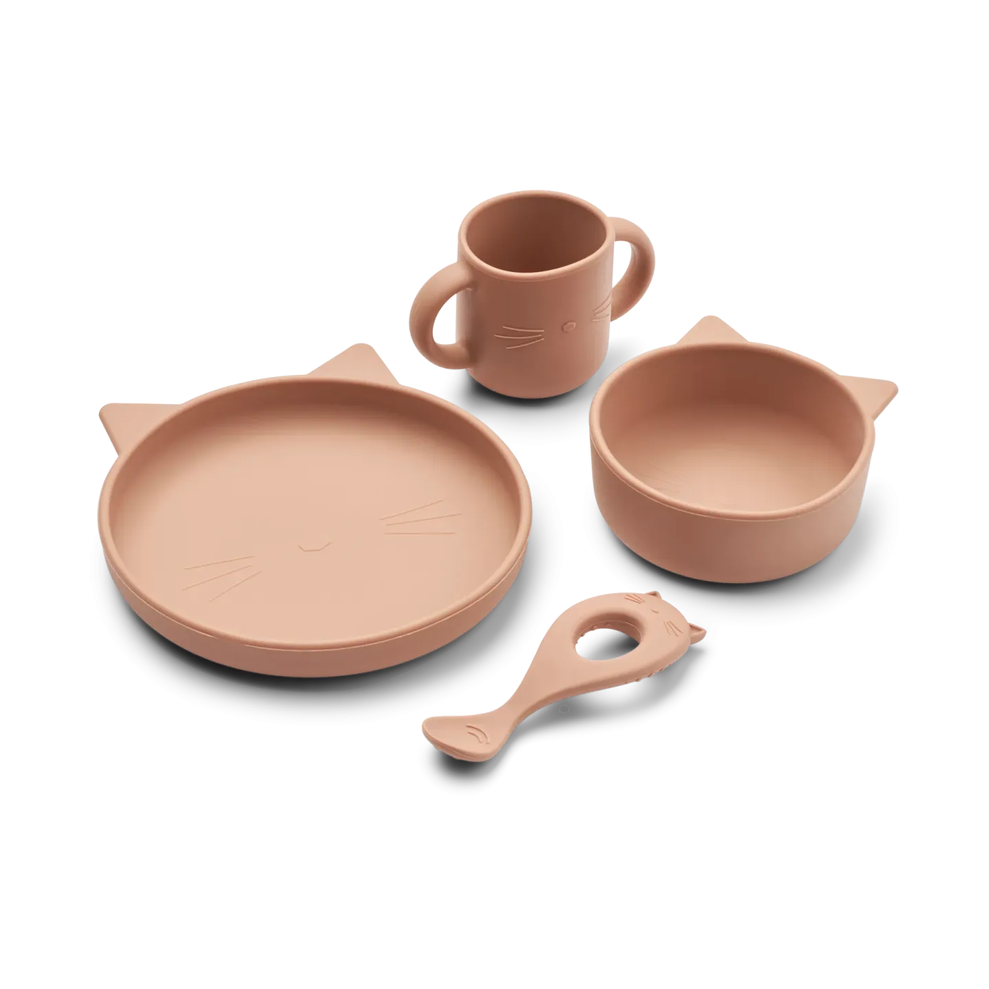 Liewood Vivi Geschirrset silikon 4-teilig Cat dark rose