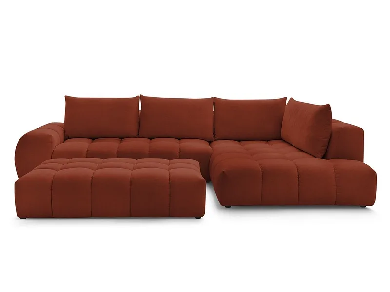 Ecksofa mit Hocker BOBOCHIC EVEREST Stoff mit Textur orange