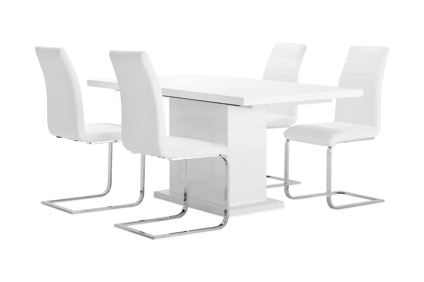 Ratliff Matgrupp 180 cm + 4 Sorado Stol - Vit/Krom