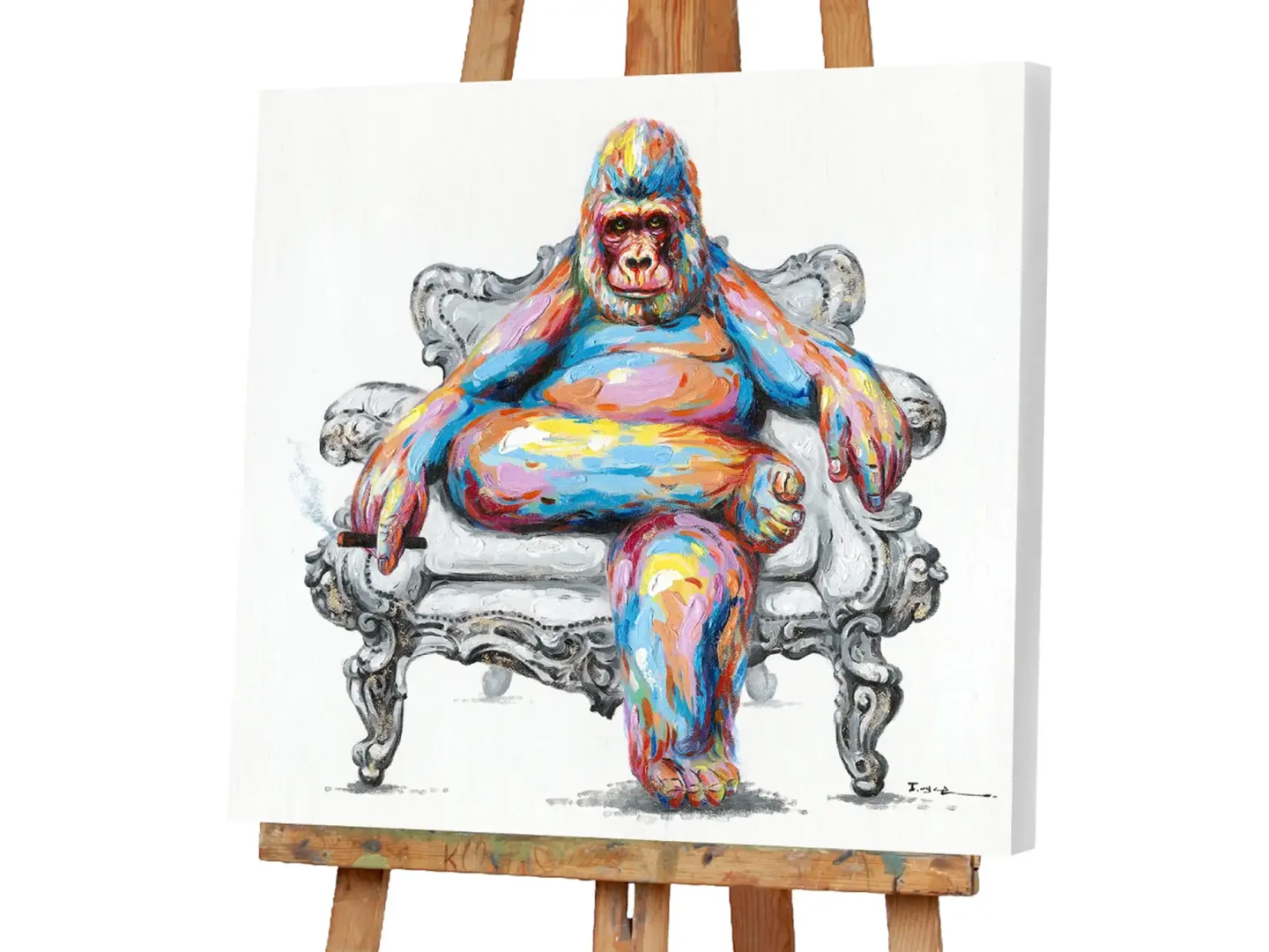 image LAND Bild Bunter Gorilla im Sessel 2 | Schubiger Möbel