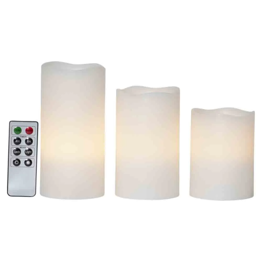 LED blockljus 3 pack med fjärrkontroll
