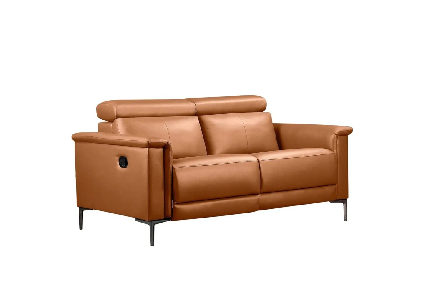 2-sitssoffa Lund Cognac, PU, Manuell vilstol - Cognac, PU, Manuell vilstol
