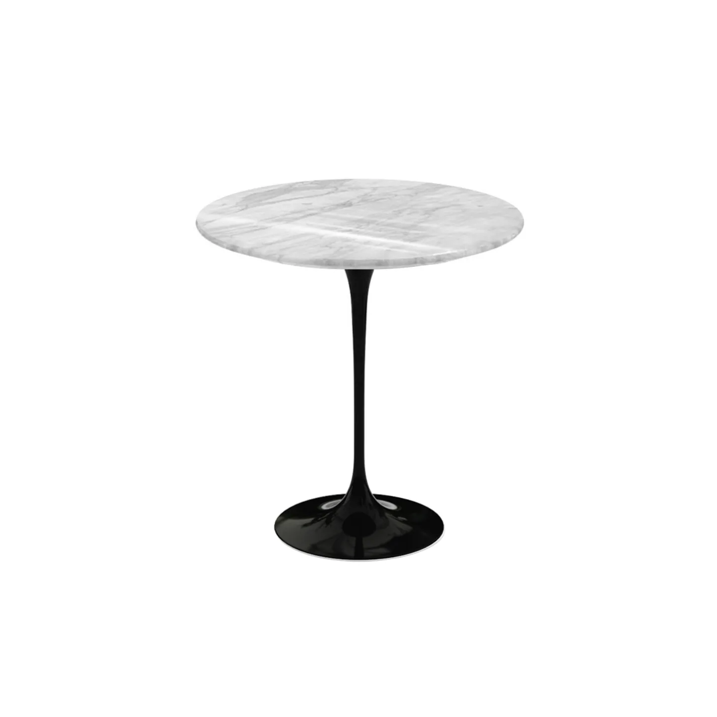 Knoll - Saarinen Round Table - Småbord, Svart underrede, skiva i matt Statuarietto marmor, Ø 51 - Sidobord - Eero Saarinen - Svart - Metall/Trä