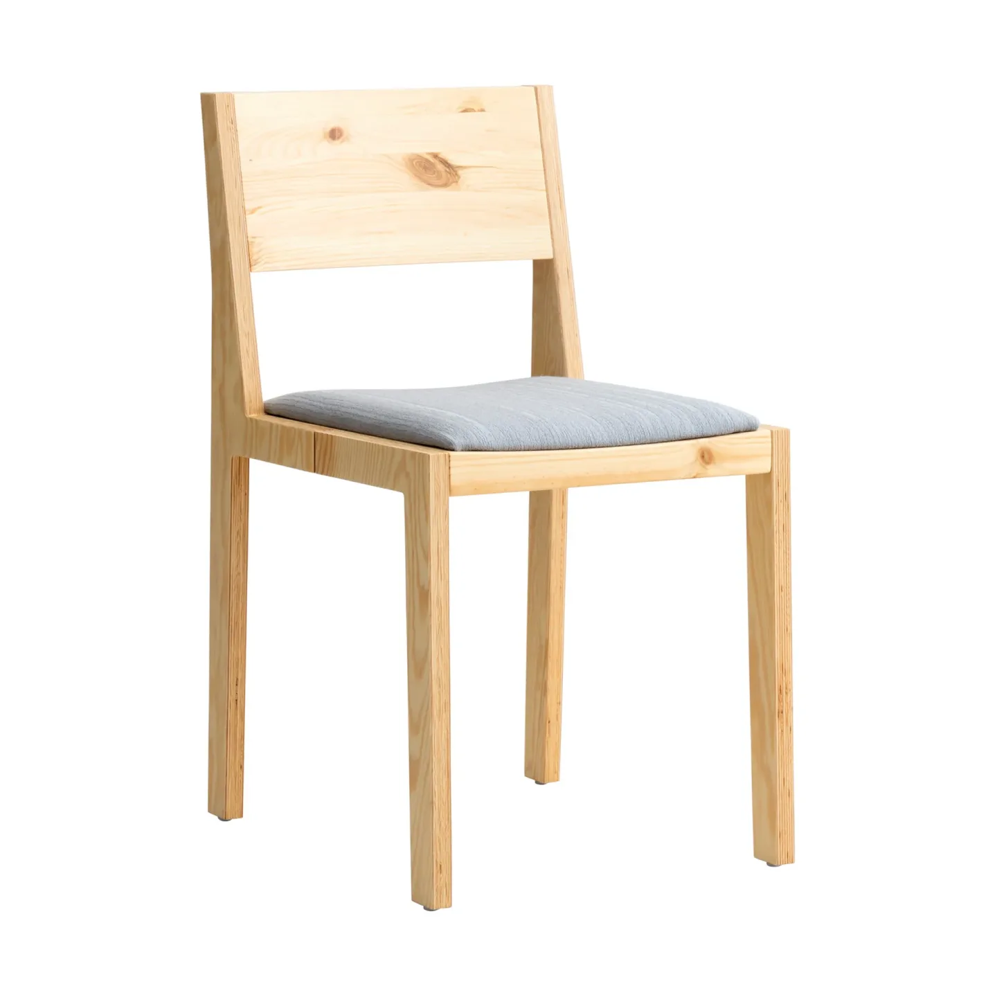 Vaarnii 016 Maasto Dining Chair Stuhl Matt geöltes Wachs-Kiefernholz, gepolsterter Sitz grau