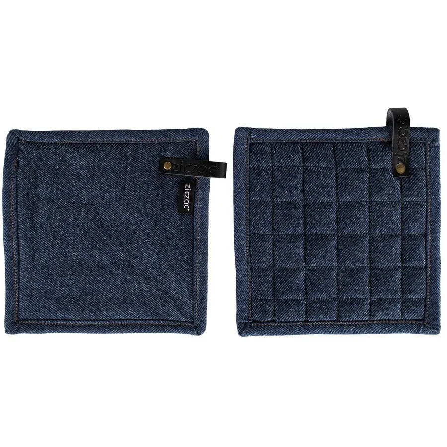 ZICZAC Topflappen Denim Blau Baumwolle 20 cm